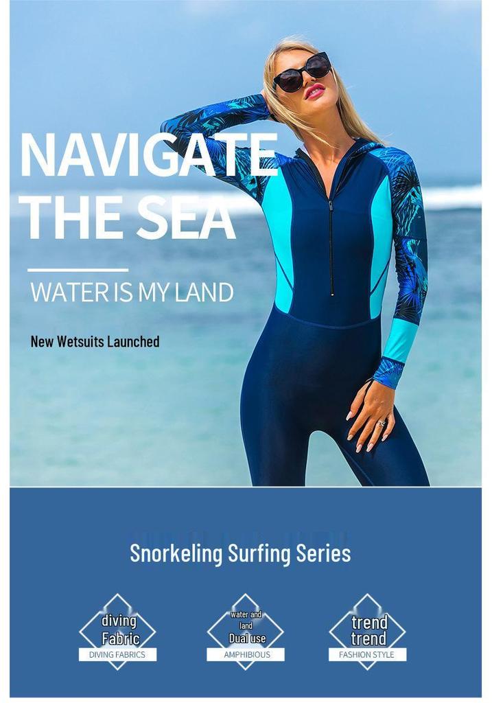 Shabate Women's Quick-drying Long Sleeve Sun Protection Wetsuit for Snorkeling and Free Diving