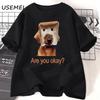 Fun Bread Dog Cat T-shirt Female Couple Pattern T-shirt Summer Couple Clothing Animal Short Sleeve T-shirt Top