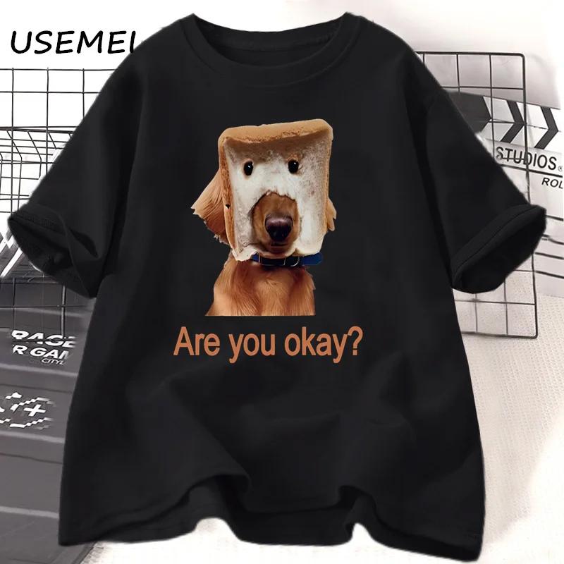 

Fun Bread Dog Cat T-shirt Female Couple Pattern T-shirt Summer Couple Clothing Animal Short Sleeve T-shirt Top S