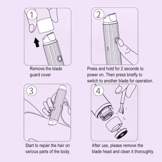 Women Electric Shaver Double Heads USB Rechargeable Waterproof Portable Face Body Bikini Area Arm Leg Hair Removal Epilator Razor Trimmer