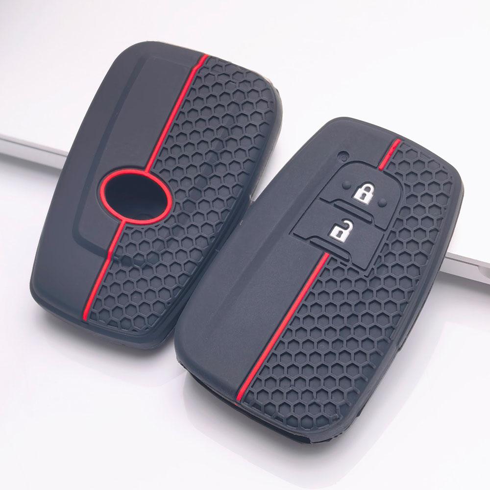 Silicone Key Fob Cover Fit for Toyota Corolla Camry RAV4 Highlander Avalon C-HR Prius Smart 2 Button Remote Key, Fits Toyota Corolla Camry RAV4 Prius