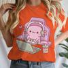 Cute Axolotl Playing Games T-shirt Female Casual Summer Drink Top Tie Dye Boba Tea Cartoon T-shirts Gamer Funny Short Sleeve Tee