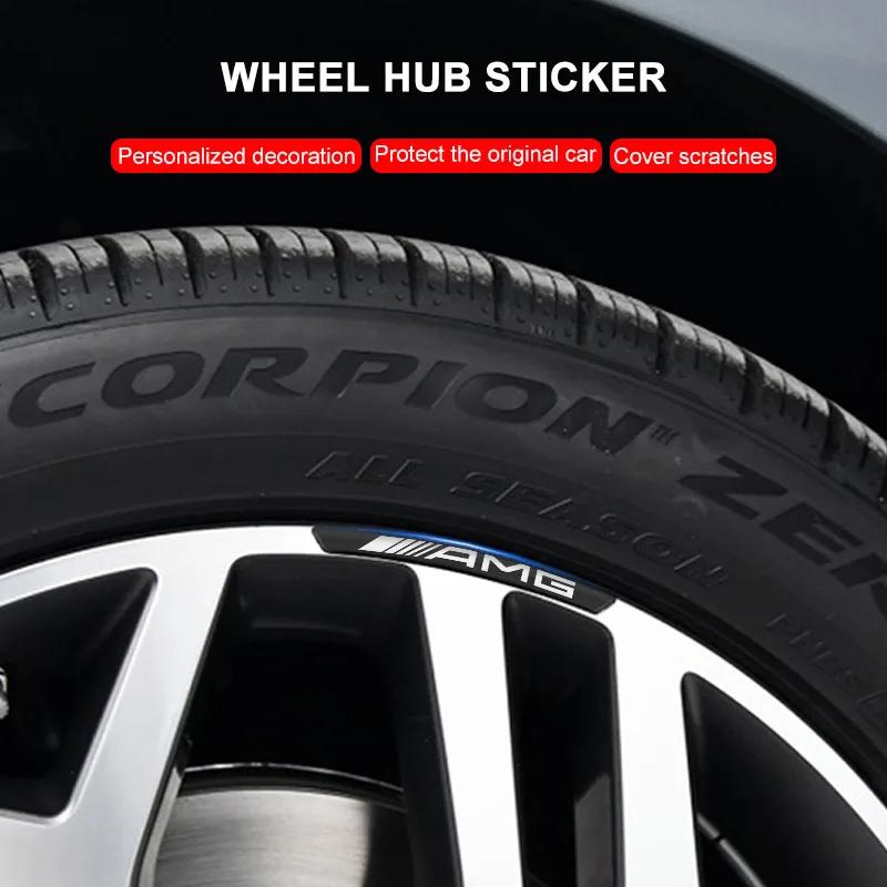 AATT1 4Pcs Car Logo Aluminium Wheel Rim Stickers Emblem Badge Accessories For AMG Mercedes Benz Exclusive C200 C260 C300 W202 W203