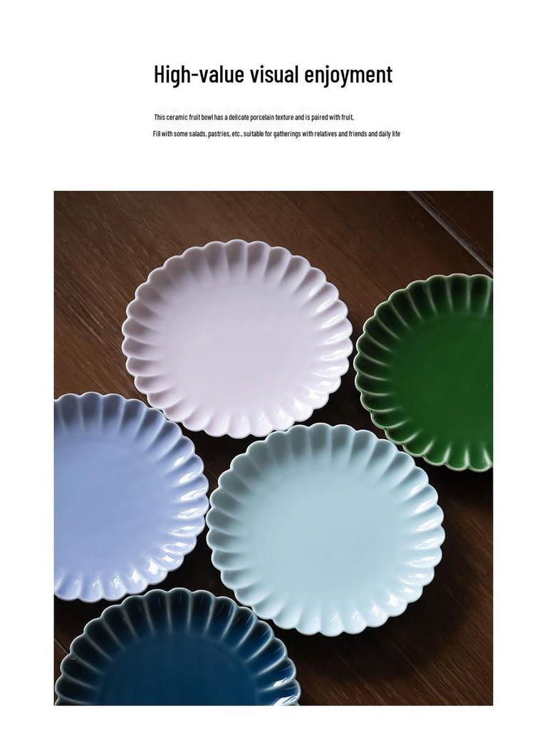 Exquisite Chinese Round Dessert Plate - Perfect for Snacks, Tea, Fruit, or Cakes