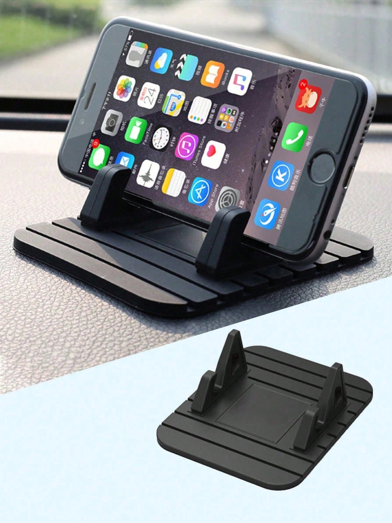 

1 Universal Silicone Car Phone Holder – Anti-slip & Shockproof, Strong Adsorption for Dashboard/Desk, Fits Most Smartphones чорний