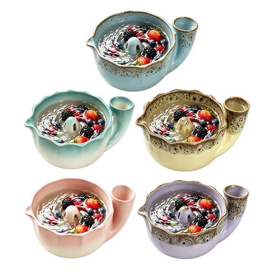 Multifunctional Kitchen Basin Ceramic Berry Bowl with Strainer Holes, Self-Spinning Vortex Design, Fruit Washing Rinse for Berries Vegetables Colander