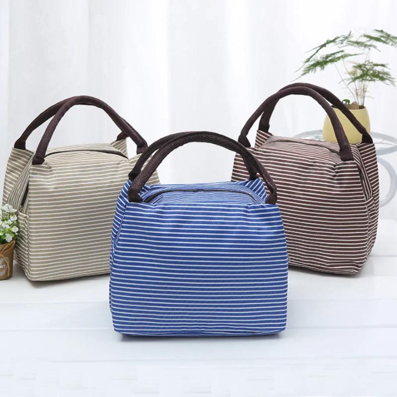 Sale Stripe Women's Kids Lunch Bag Waterproof Insulated Picnic Food Storage Container Thermal Handbag Cooler Bag