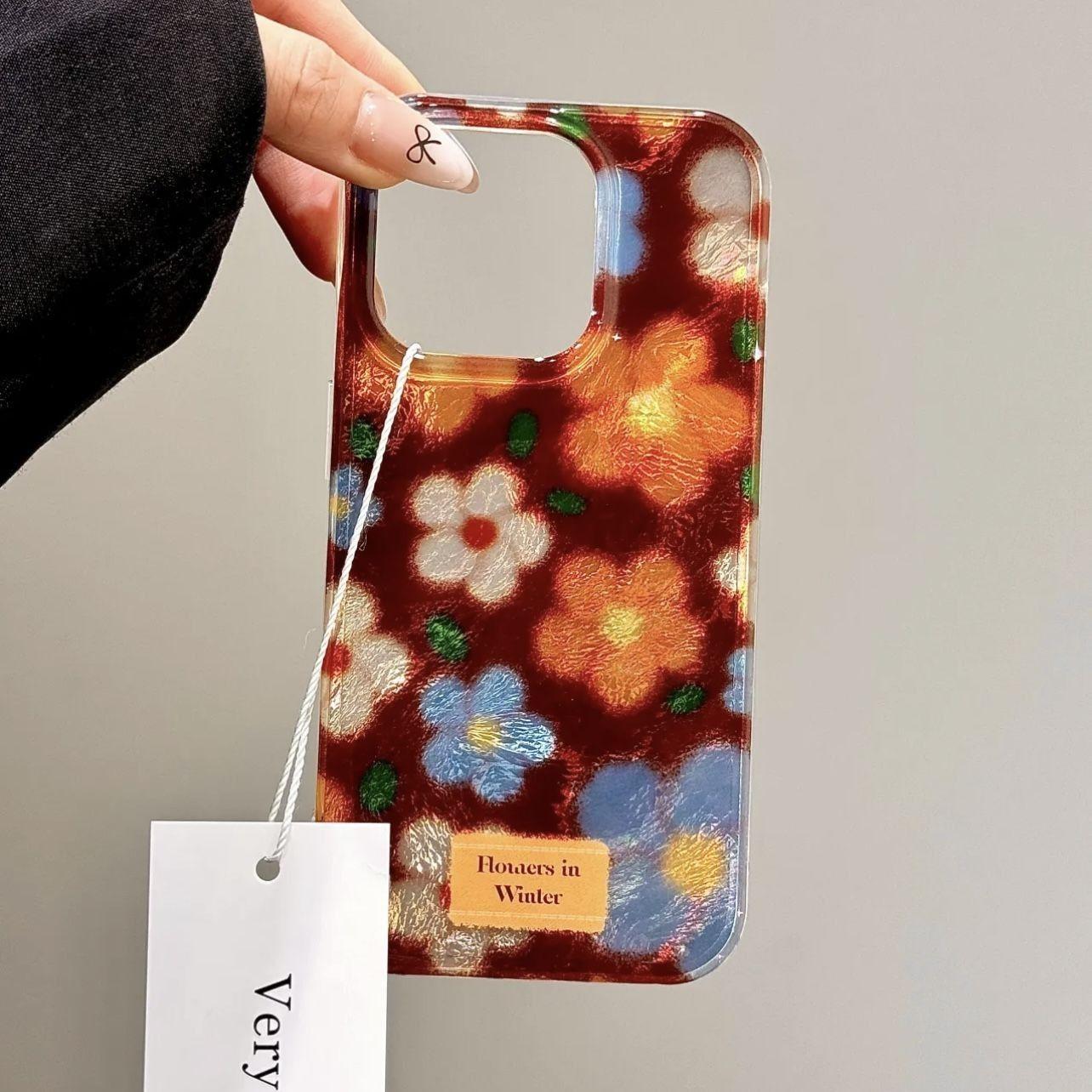 

Big Hole Vortex Radiation Oil Brown Red Flower Apple 16 Phone Case 15promax Advanced 14 13 12 11 Apple 17PROMAX