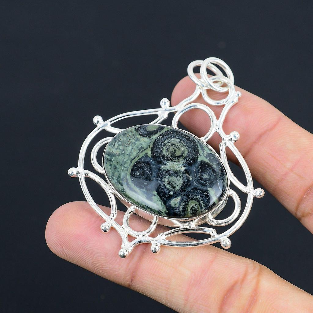 Halloween Deal Sterling Silver Oval Kambaba Jasper Gemstone Mother New Pendant