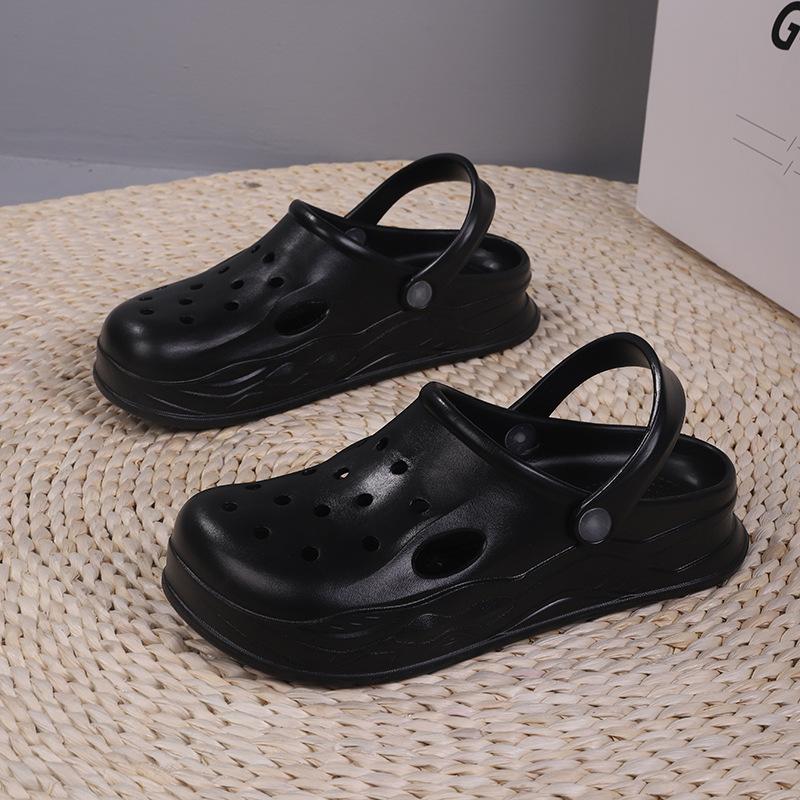 Hole shoes increase in height in summer, beach thick-soled bag head slippers, trendy new non-slip thick-soled sandals