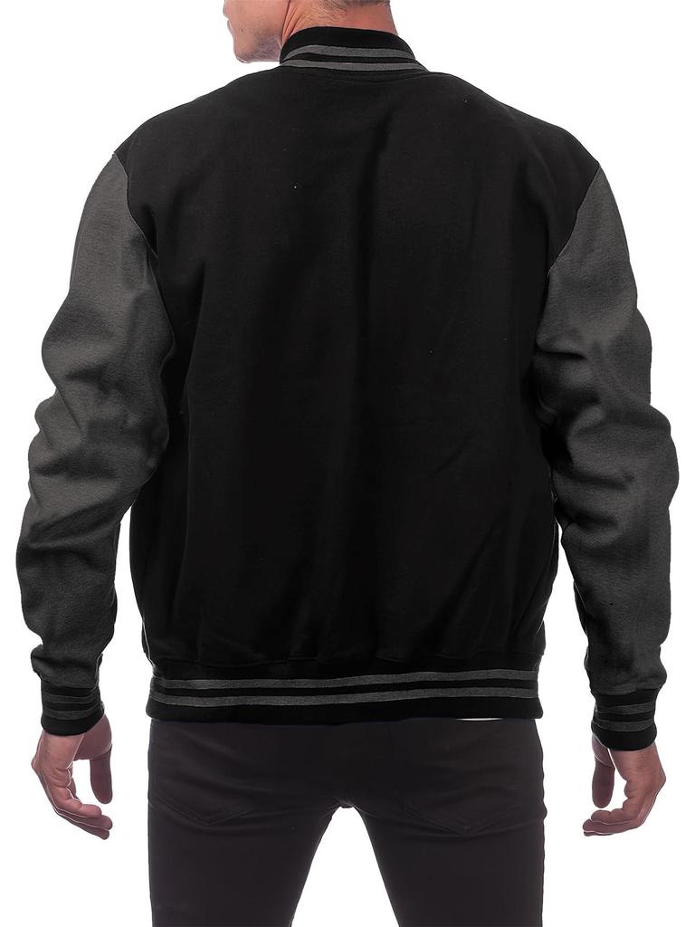 Men's Stand Collar Letter Print Baseball Cardigan Jacket