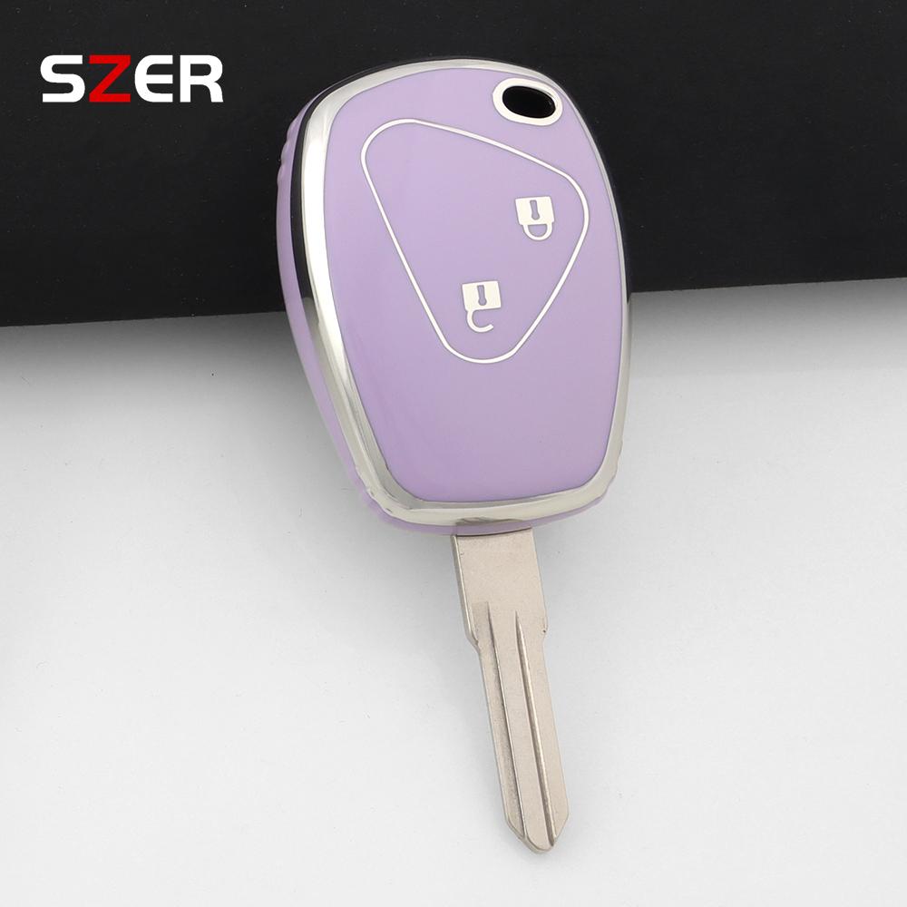For Renault Trafic Clio Duster Logan Dacia Sandero For Nissan Terrano Almera 2 Button Tpu Car Key Case Cover Protector Keychain