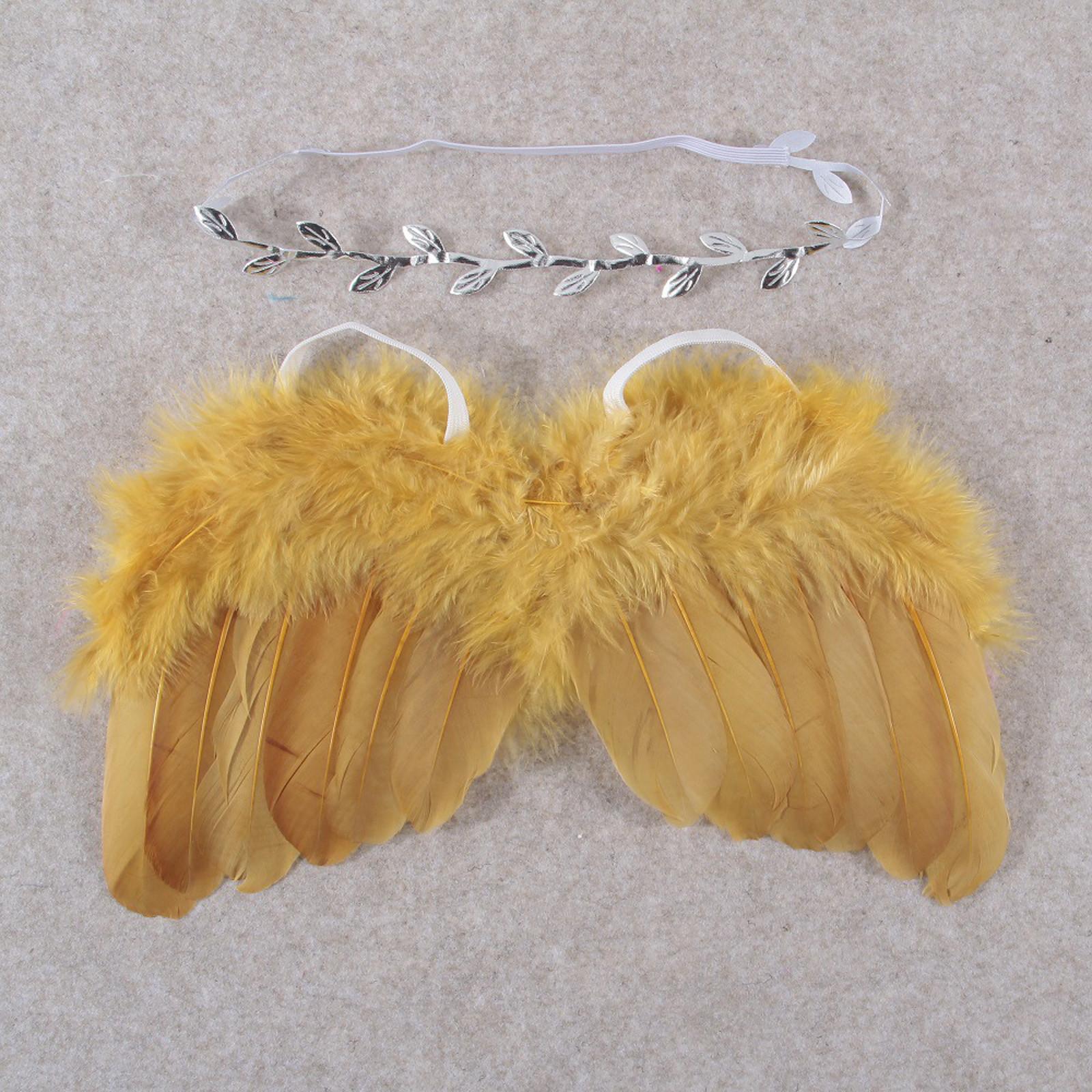 Feather Headband Set Baby Chiffon Flower Headband Hair Accessories Photo Prop Costume One Size