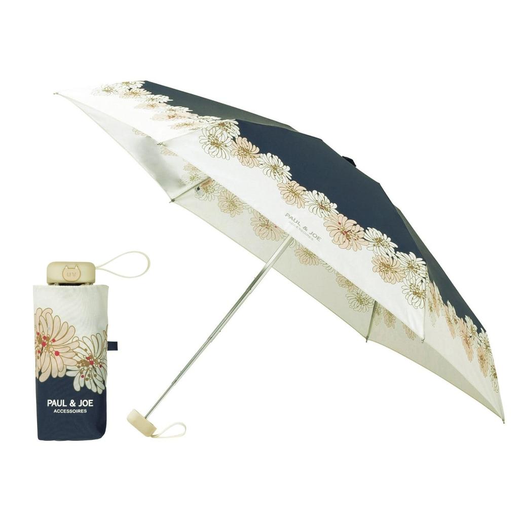 Moonbat Folding Chrysanthemum UV for Commuting and [Paul & Joe] Women's Umbrella, 5-Tier Mini, Design, Protection, School, Blue, 21-113-10978-12