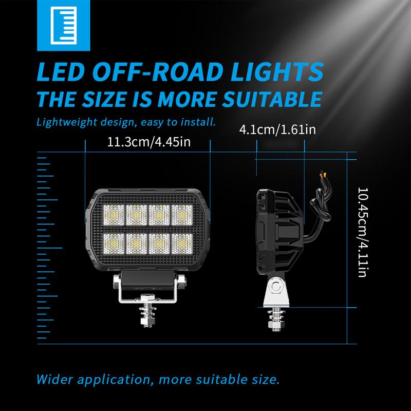 Square Offroad Lighting Aluminum Led Work Lights Waterproof High Amber Multi-Functional Dustproof Lighting For Car Road Atv