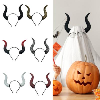 Gothic Teufelshorn Stirnband Imitation Falsche Stierhörner Haarreif Halloween Kleid