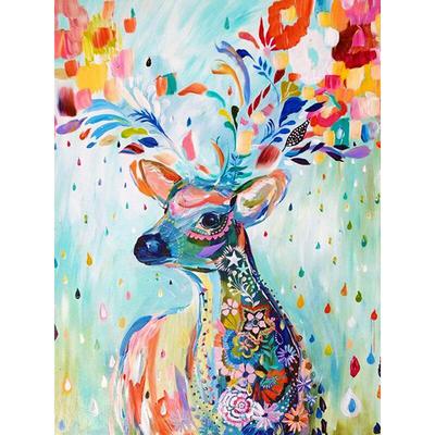 Diamant-Malerei, volles rundes Diamant-Mosaik, farbiges Hirsch-Diamant-Stickerei-Tierbild