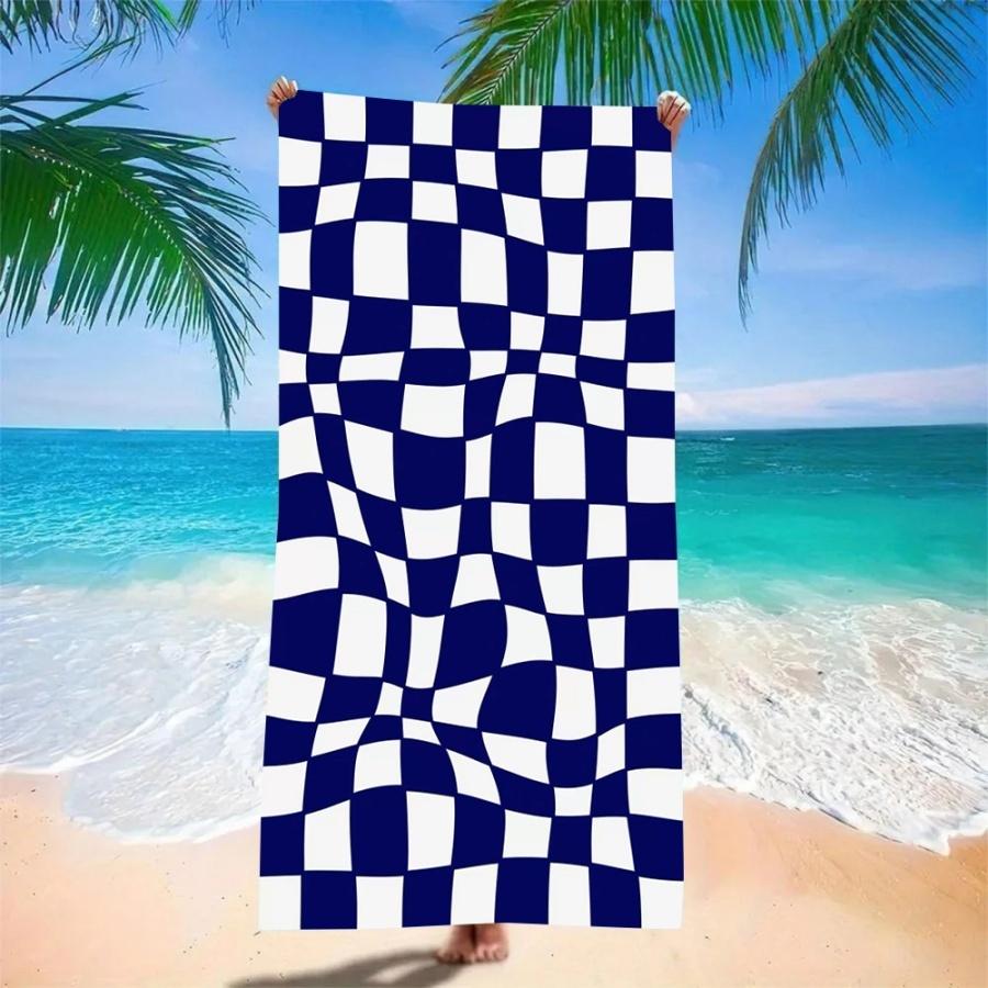 Beach Towel Oversized Sand Free Quick Dry Microfiber Daisy Print Navy Blue Towels for Adults Pool Swim Camping Travel