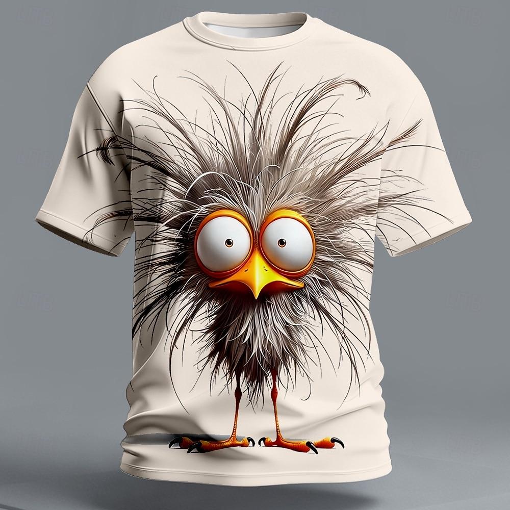 Men s Bird Grumpy T Shirt Short Sleeve T shirt 3D Print Crew Neck Shirt Exaggerated Designer Party Holiday Summer S