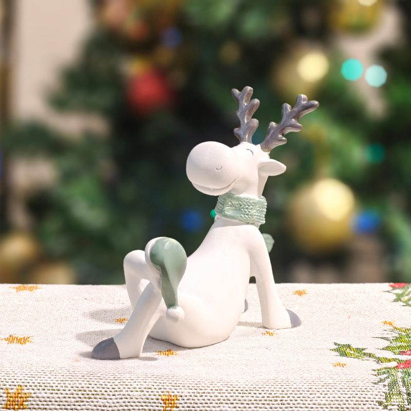 Sculptură ren de Crăciun, Statuetă din rășină pentru sărbători, Ornament decorativ de familie pentru Crăciun, Dormitor, Sufragerie, Decor pentru atmosferă festivă
