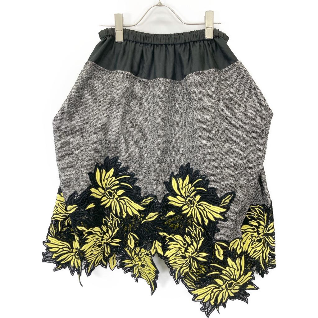 Louis Vuitton Gray 21AW RW212B HO4 FLJB99 Tweet Flower Embroidery Skirt Skirt 36 grayUsed