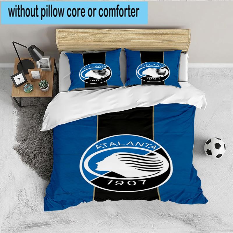 Set de așternut Atlanta Football Club 3 bucăți, Ideal pentru 1 husă de pilotă și 2 fețe de pernă, Perfect pentru cadou pentru fani, Ideal pentru dormitor, Cămin