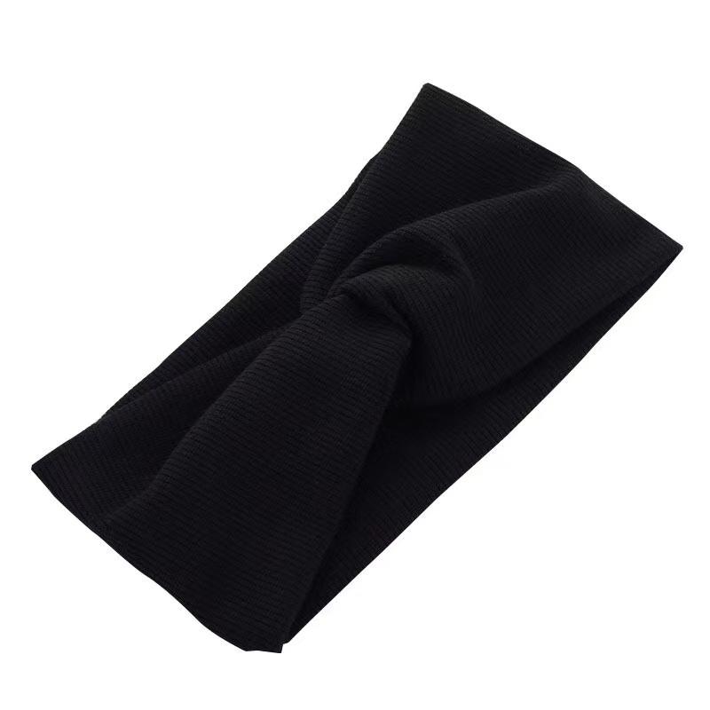 

Эластичные аксессуары для волос Женские Новые Вязаные Нитки Твист Тюрбан Повязка Однотонная Широкая Вязаная Узловая Повязка для волос для йоги Повязка на голову для йоги one size чёрный
