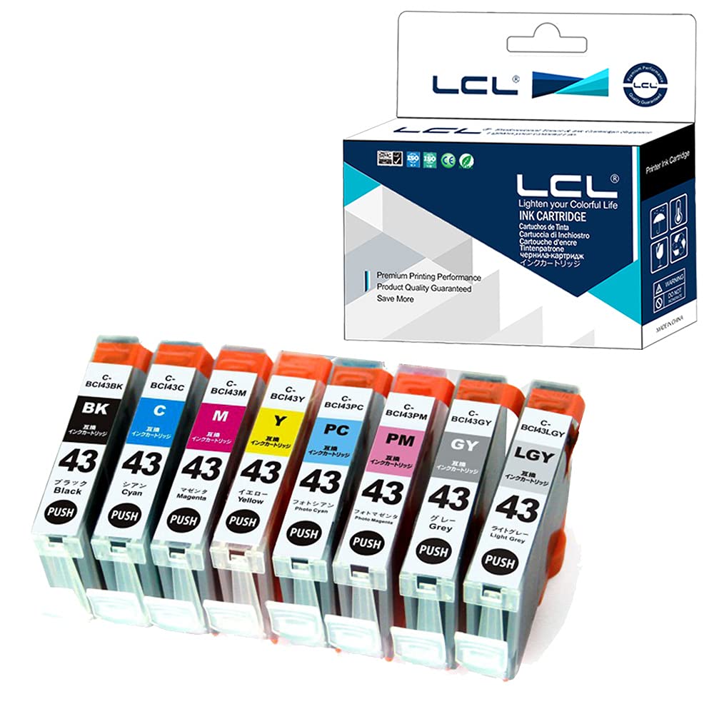 

LCL Compatible Canon Ink Cartridges for PIXMA and BCI-43 (8-Color Set) PRO-100/PRO-100S (Black, Cyan, Magenta, Yellow, Green, Green, Yellow)
