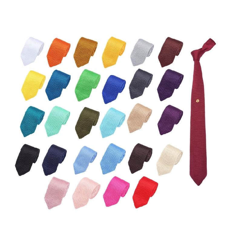 Solid Color Necktie Flexible Knitted Tie Easy Maintenances Polyester Fabric Neckwear for Work Holiday Formal Event
