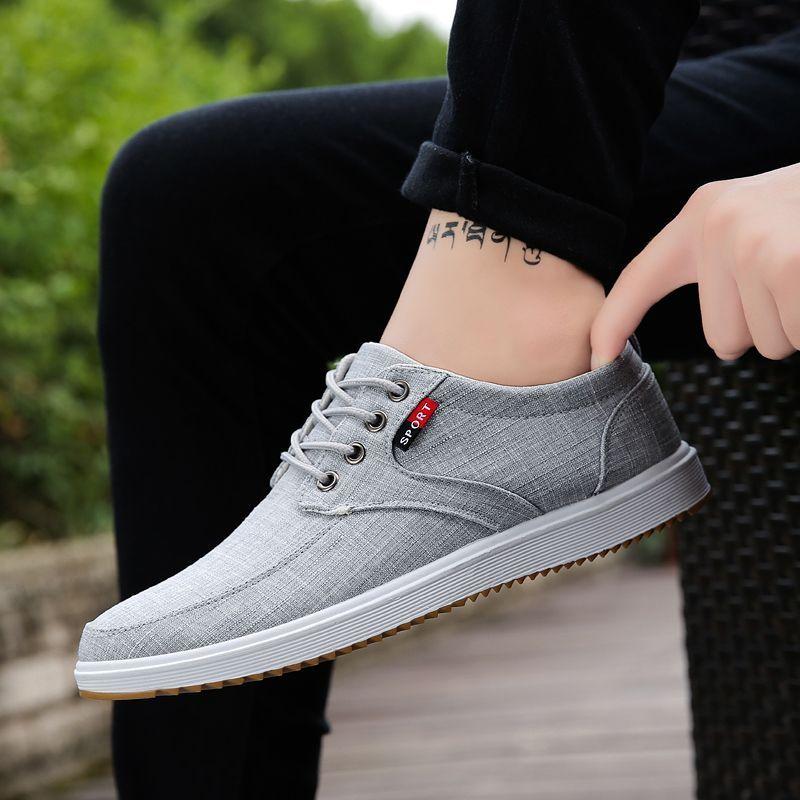 Autumn Spring Casual Breathable Linen Board Shoes Non-slip Trend Work Running Sports Men's Shoes