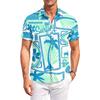 Men's Short Sleeve Button Down Shirt with Hawaiian Print Collared Casual Outdoor Fit Lightweight Top