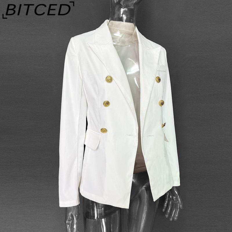 BITCED Women's Vintage Casual Lattice Print Autumn Winter Long Sleeve POLO Neck Jackets & Coats