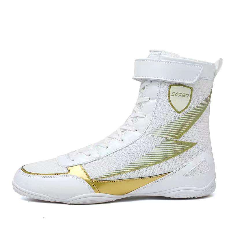 

2025 Men s Women s Professional Boxing Boots Wrestling Powerlifting Boxing Shoes Martial Arts Boots Combat Gear Sneakers 39 білий