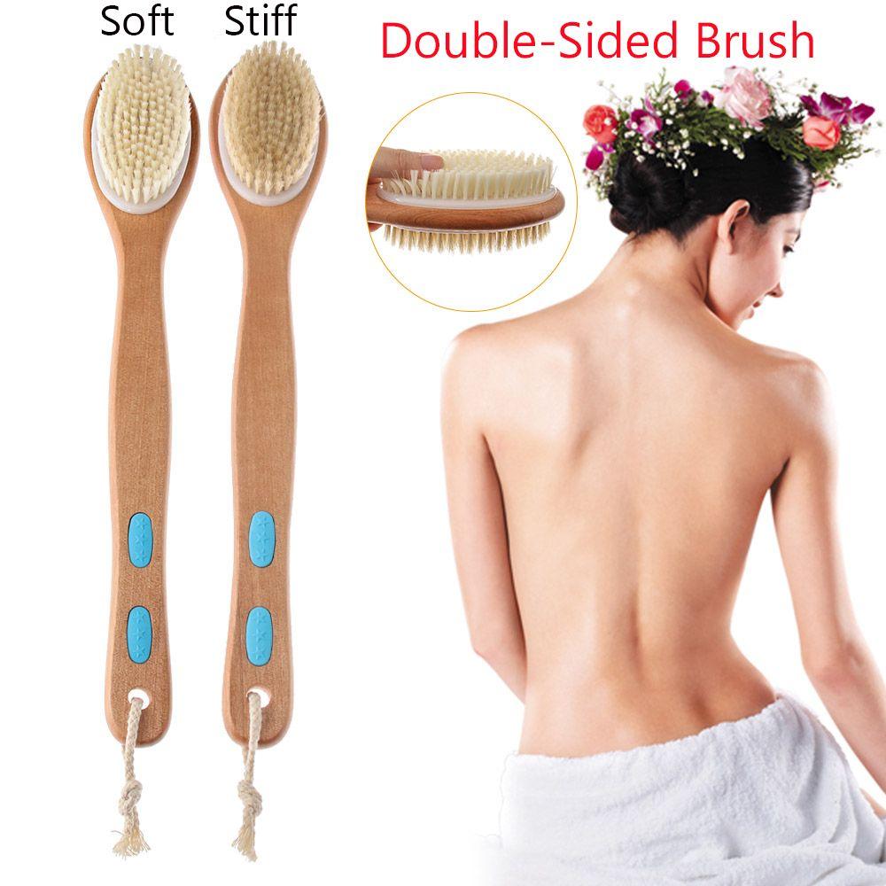 

Wooden Handle Soft&Stiff Double Side Head Body Exfoliating Cleaner Bristle Bath Brush Shower Brush