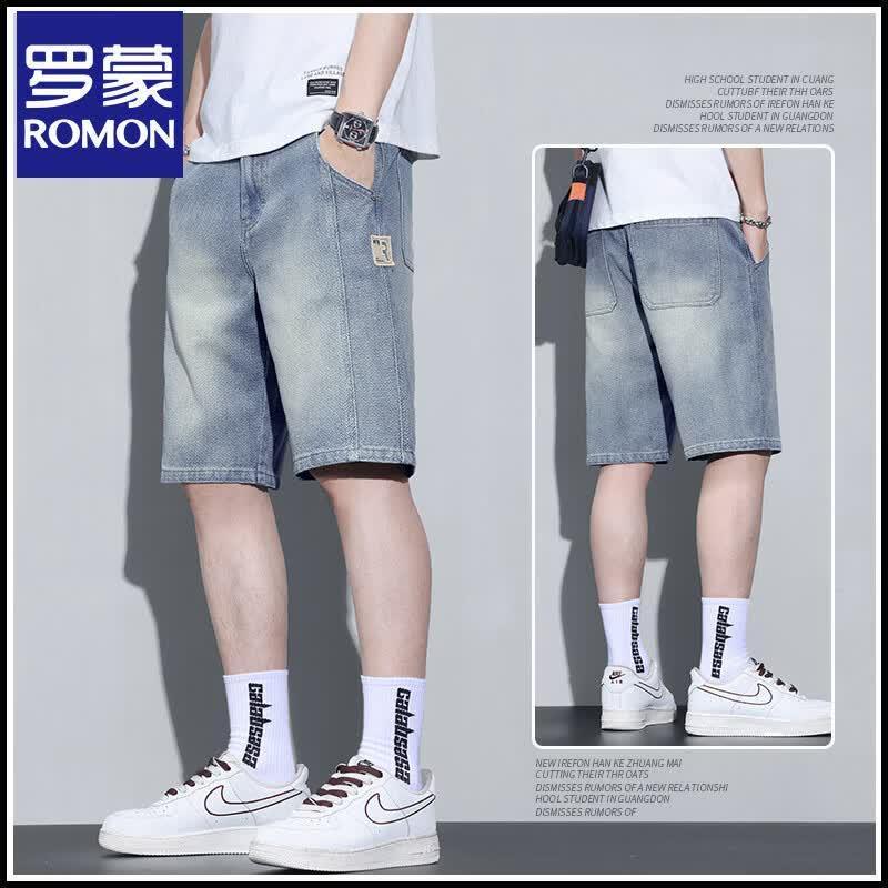 Men s Retro Loose Fit Denim Shorts 32