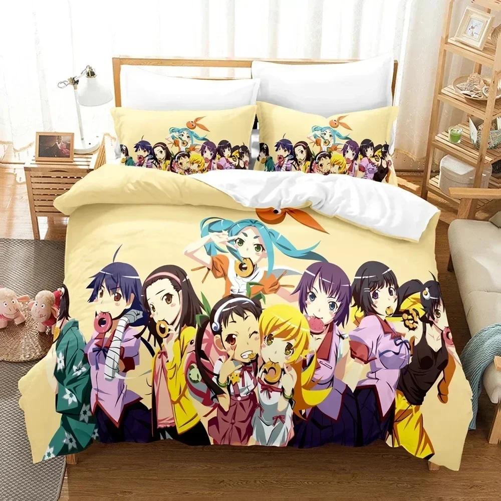 Comforter 3D Print Monogatari Series Araragi Koyomi Bedding Set Printed With Soft Queen King Size Bedclothes Home