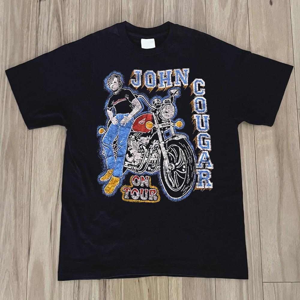 New 80s John Cougar Mellencamp On Tour on Fantasy Black All Gift Shirt Unisex T-Shirt M