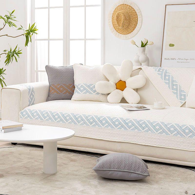 Sofa Cushion Four Seasons Pure Cotton Non-Slip Universal Non-Slip Cotton Simple Modern Cushion Leather Sofa Cover Cover Cloth