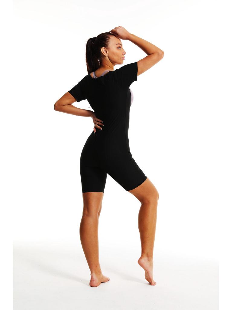 Damen Reißverschluss Kurzarm Schweißtreibender Fitness Body