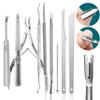 Kit de Cuidados com as Unhas em Aço Inoxidável, Cortador de Cutículas, Pinça para Cutículas de Unhas, Kit para Remoção de Unha Encravada, ferramentas de remoção e reparo para os pés