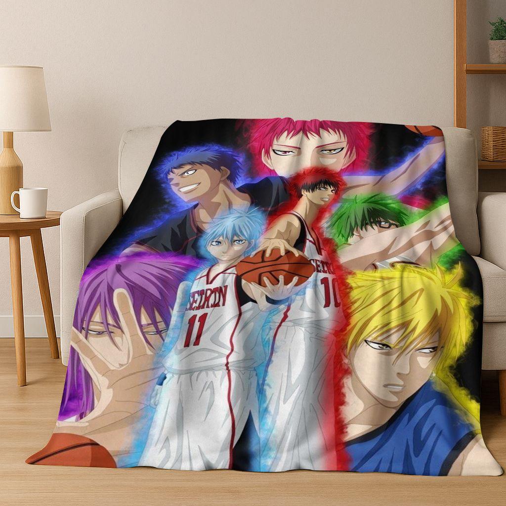Anime Kuroko's Basketball Cartoon Art Flannel Blanket,Cozy Soft Throw Blanket for Home Bedroom Bed Sofa Picnic Cover Gift Kids