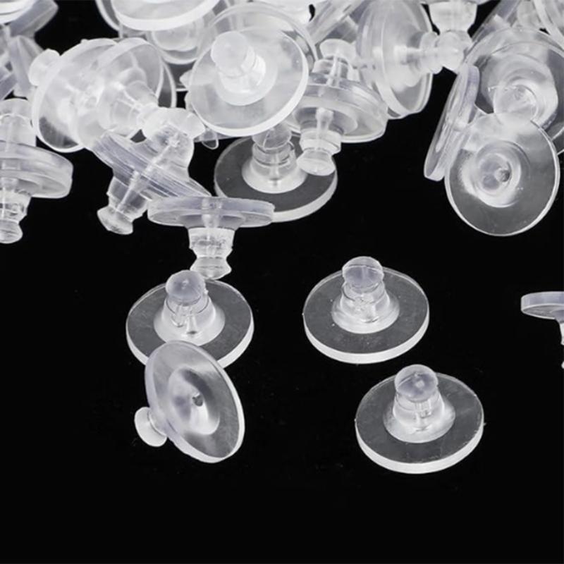 Pack of 100 Silicone Earring Plugs Earrings Back Clear Rubber Ear Studs Stoppers Comfortable Closures for Heavy Earrings