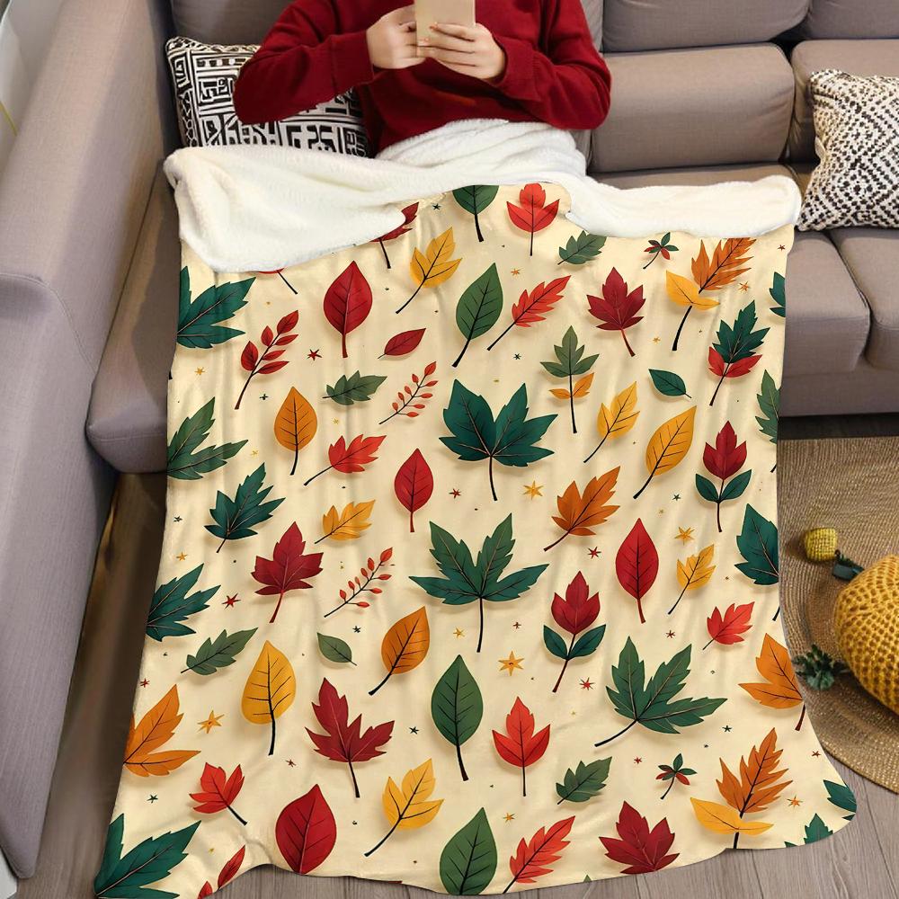 Autumn Leaf Starfall Flannel Blanket Warm Soft Halloween Christmas Couch Warm Cozy Decorative Decor Gift for All Season