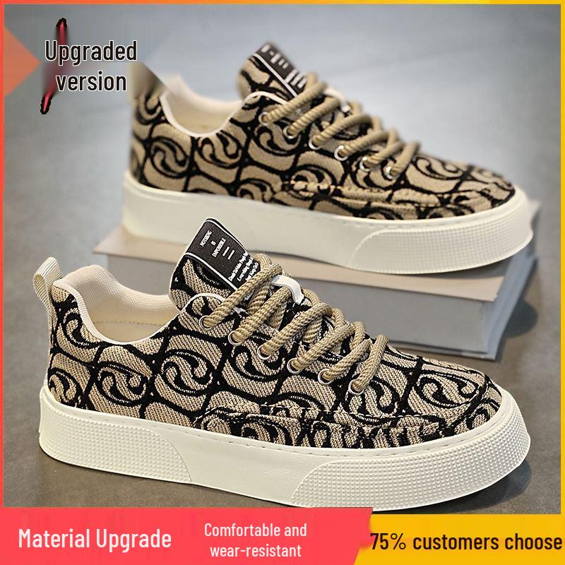 Herren 2024 Sommer Canvas Schuhe: Atmungsaktives Gewebe, Dicke Sohle Trendige Gewebte Freizeit-Sneaker