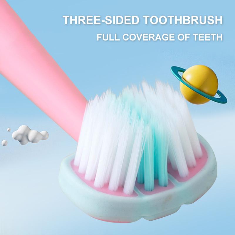 Xiaomi2pcs Three-sided Kids Toothbrush Soft Bristle, Teeth Cleaning Oral Care Toothbrush for Children 3-12 Years Old