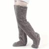 Goose Down Knee-High Slipper Socks - Teddy Bear Fleece Warmth Socks for Floor Protection