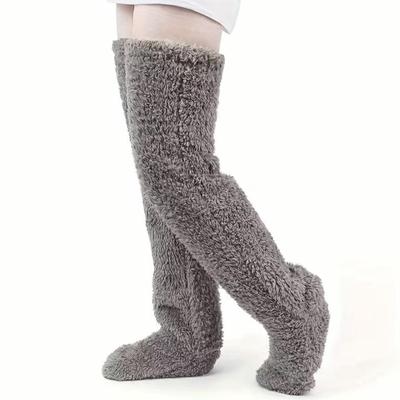 Skarpety kapcie do połowy łydki z gęsiego puchu - Ciepłe skarpety z polaru typu Teddy Bear do ochrony podłogi