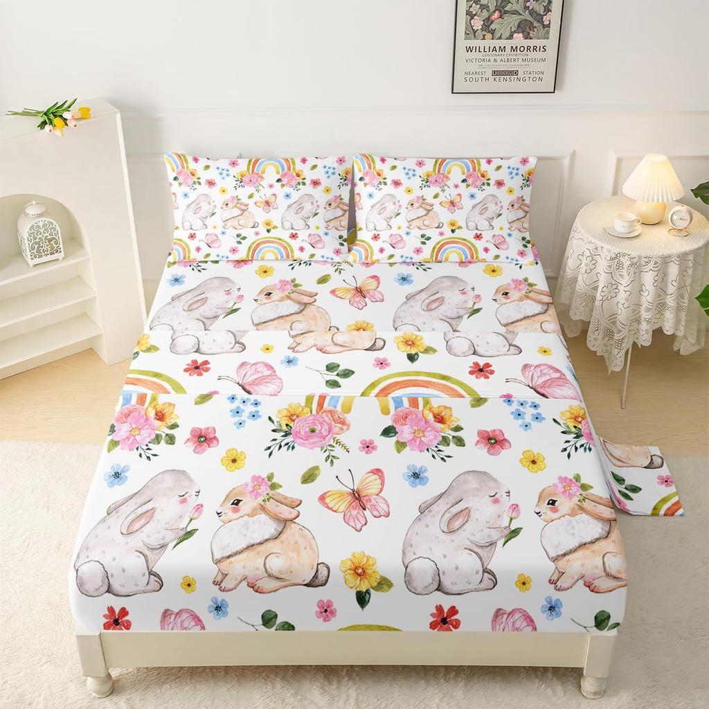 Cute cartoon little dinosaur pattern bed hat four-piece bedding set bedroom dormitory bedding decoration
