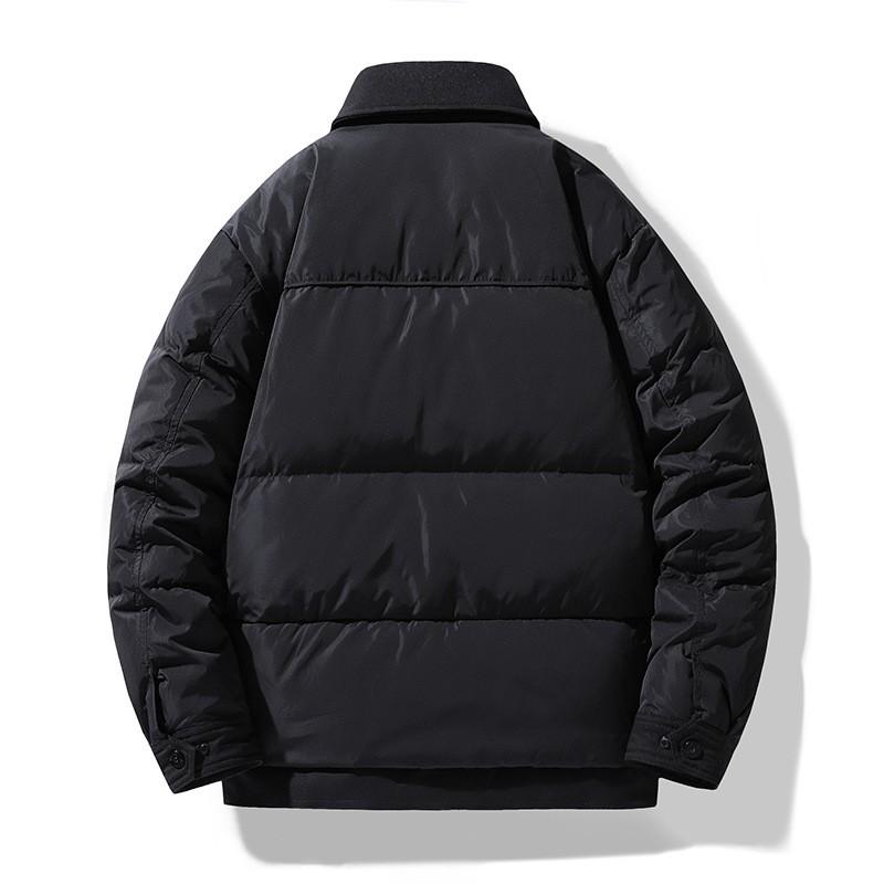Mens Winter White Duck Down Puffer Jacket With Turn-Down Collar Lightweight Warm Outdoor Coat Cold Weather