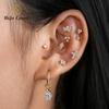 Right Grand ASTM F136 Titanium Flower CZ Cartilage Earring 16G Four Leaf Helix Tragus Stud Flat Back Labret Piercing Jewelry